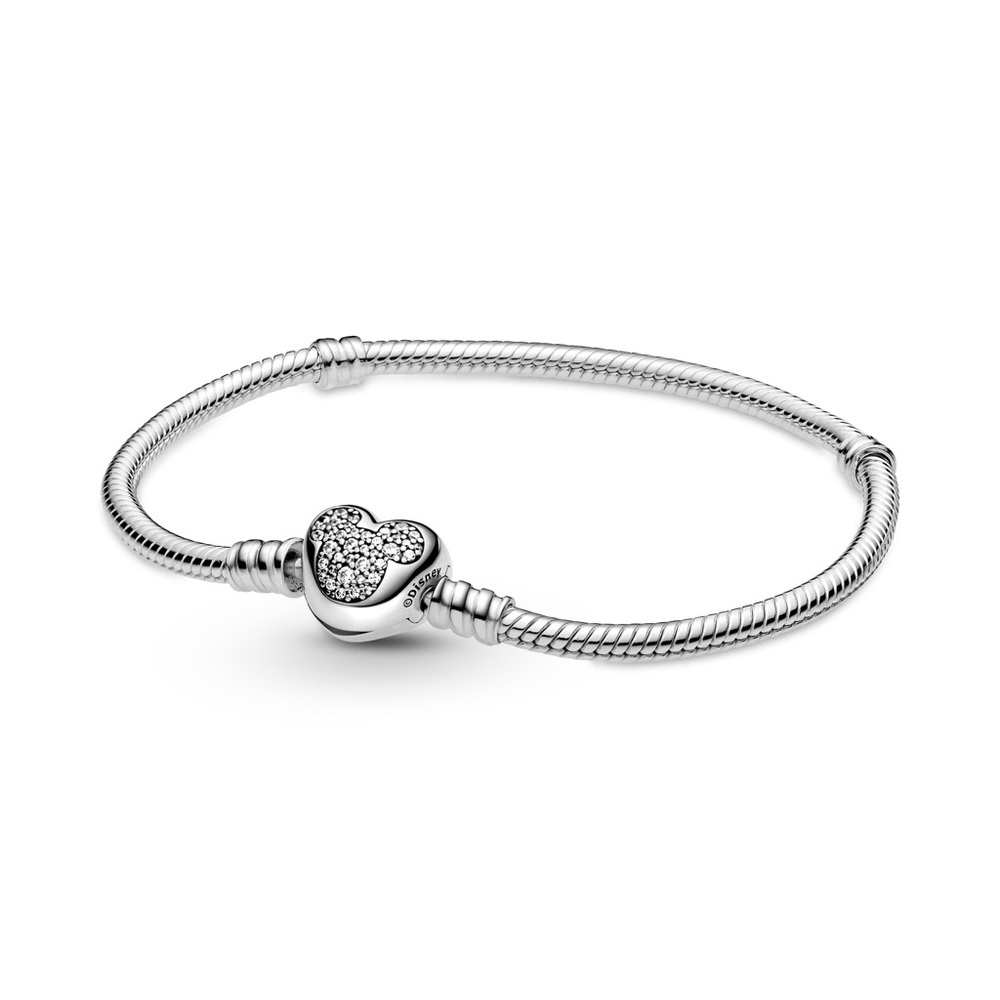 Pandora Disney Moments Mickey Mouse Heart Clasp Snake Chain Bracelet